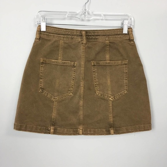 WE the Free Antique Brass Distressed Mini Skirt Size 25 High Waisted Pockets - Picture 8 of 12